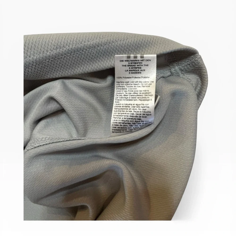 adidas Light Gray Short-Sleeve Quarter-Zip with Black Shoulder Stripes